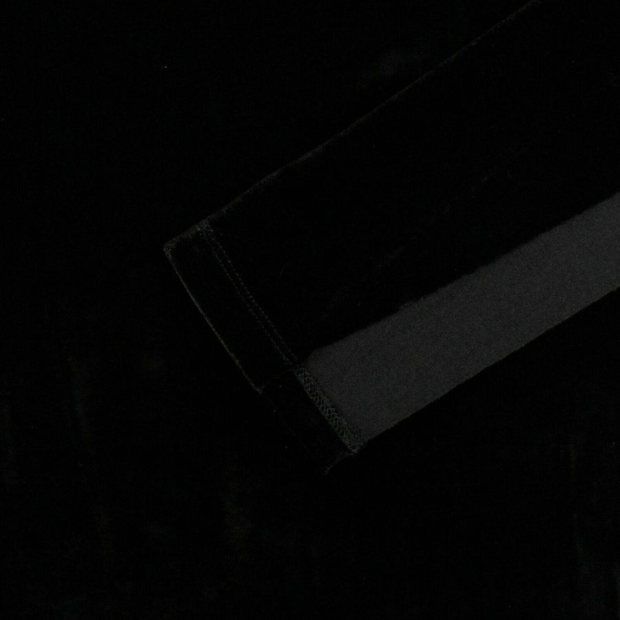 Velour Mock Neck Long Sleeve Top - Black