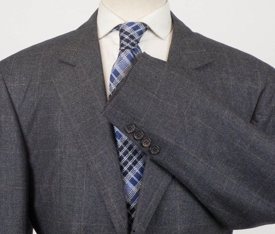 Cashmere Blend Glen Check 3/2 Button Sport Coat - Gray