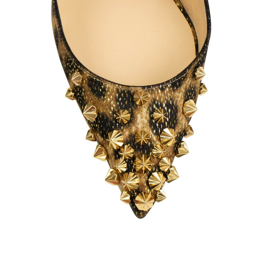 Drama Lurex Studded 100mm Slingback Pumps - Brown