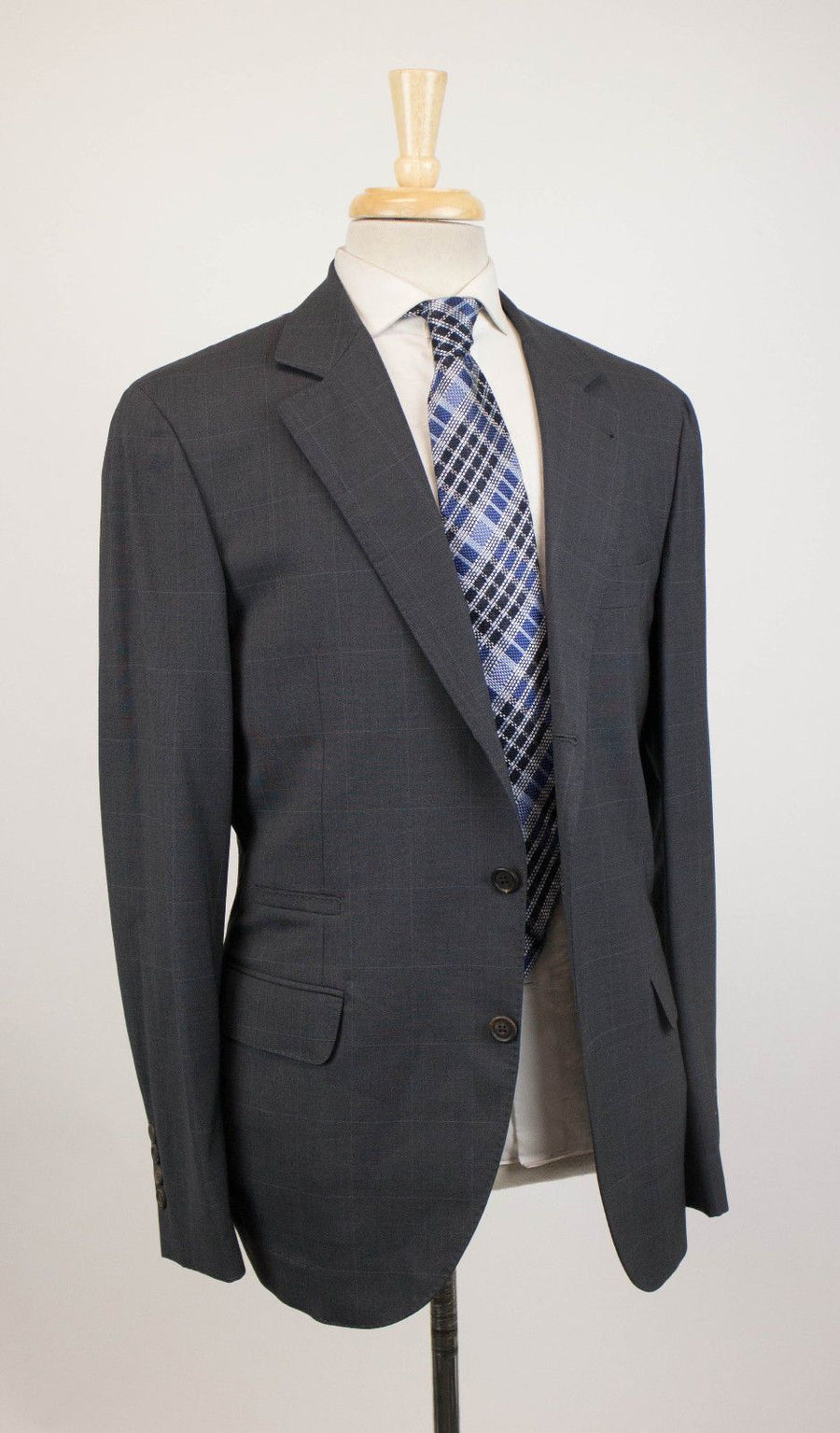 Windowpane Wool 3/2 Button Sport Coat - Gray