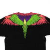 Cotton Glitch Multicolored Wings T-Shirt - Black