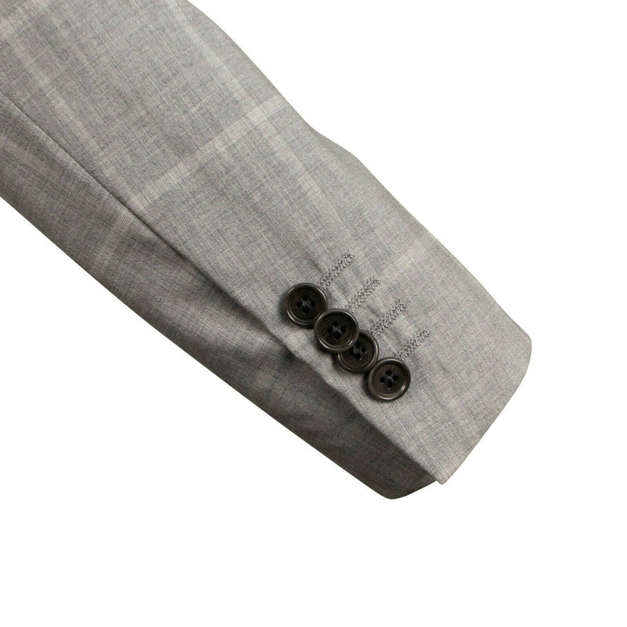 Drop 7 Check Wool Blend Double Breasted Suit - Light Gray