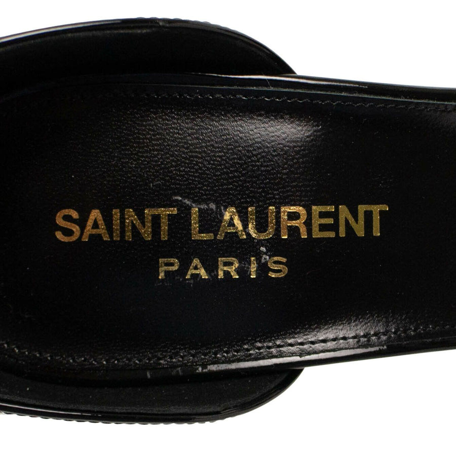 Patent Leather YSL Opyum Logo Sandals - Black