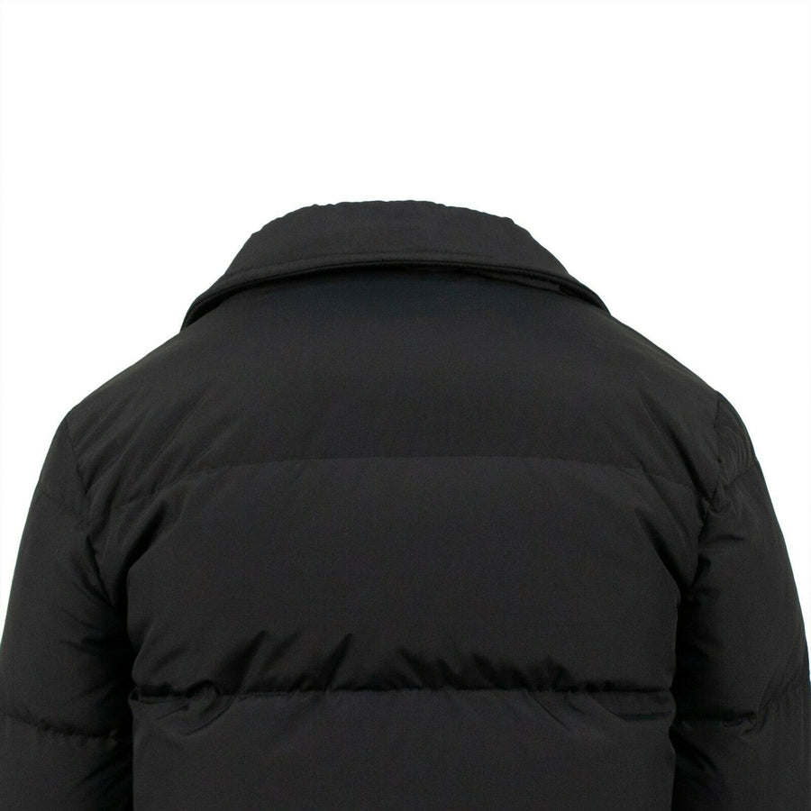 Polyester Gold Detail Short Puffer Coat - Black
