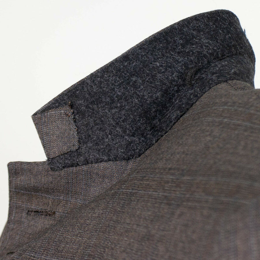 Drop 8 Plaid Cotton Blend 3 Roll 2 Button Slim Fit Suit - Brown