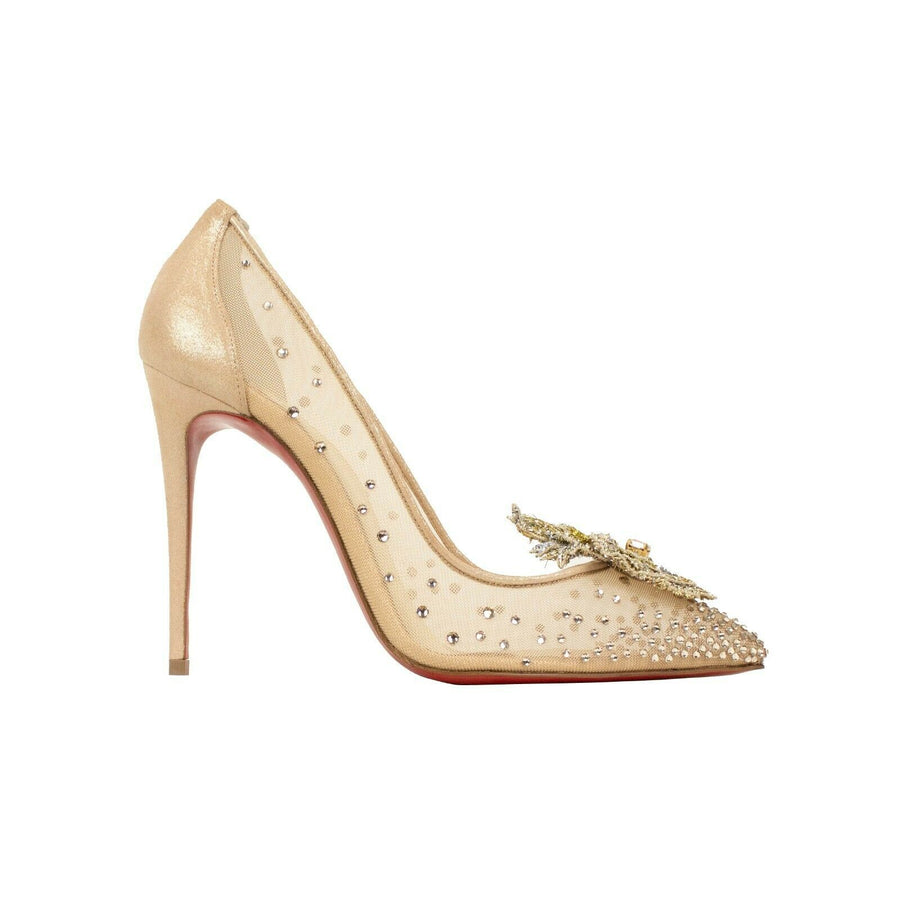 'Marenude' Mesh 100mm Pumps Heels - Beige