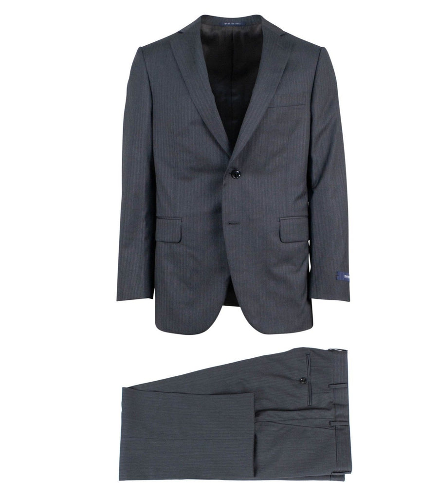 Drop 4 Striped Wool Two Button Suit - Gray