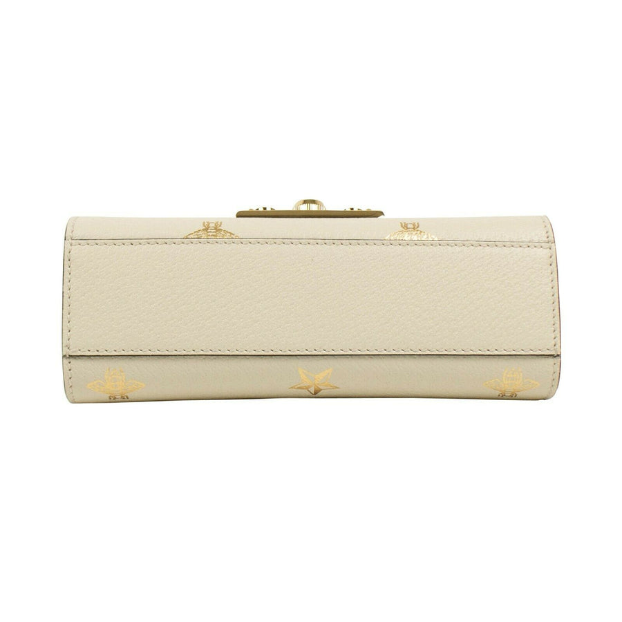 Padlock Leather Bee Star Small Shoulder Bag - White