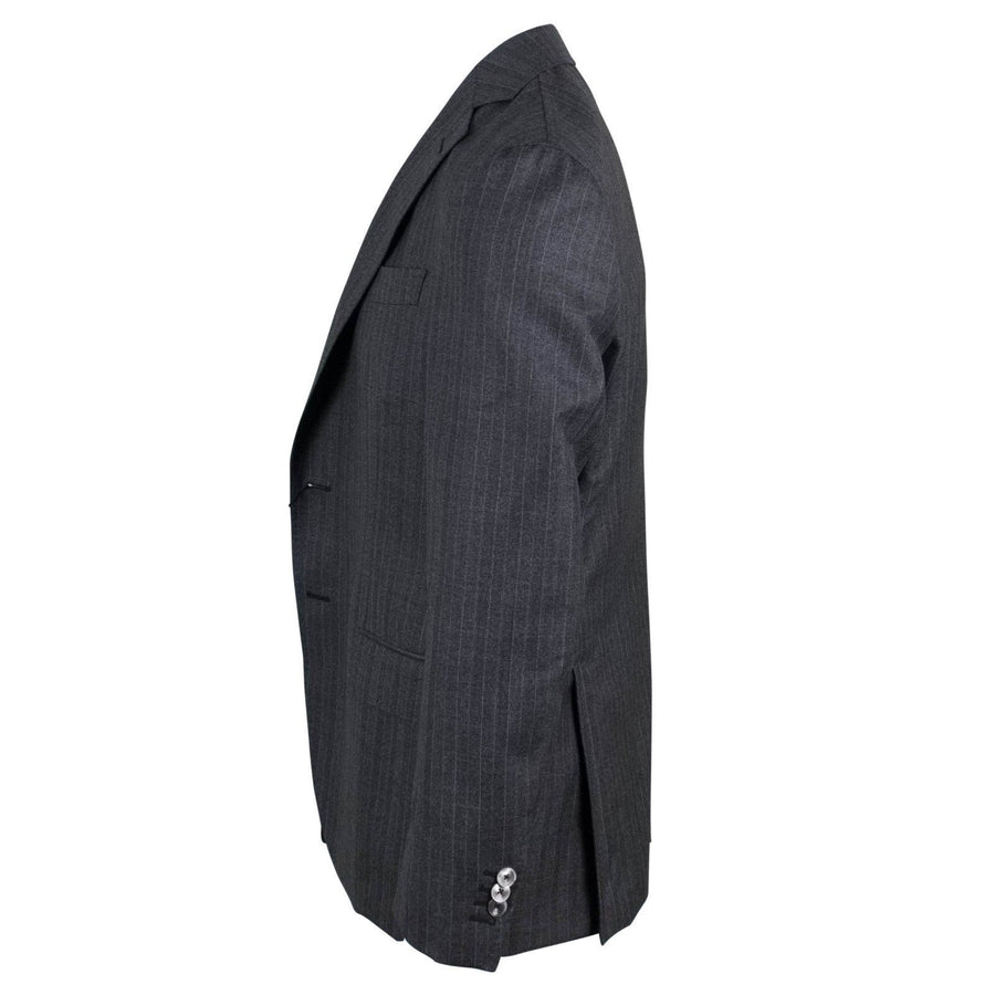 Drop 8 Pin Striped Wool Two Button Suit - Charcoal Grey