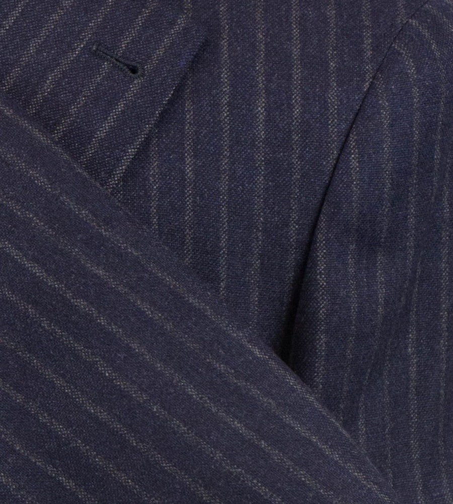 Pin Striped Cashmere Blend 3/2 Button Sport Coat - Blue