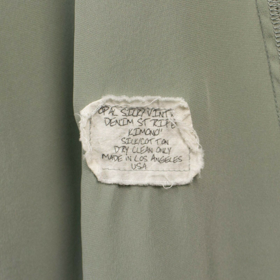 Silk And VIntage Denim Kimono Robe - Opal