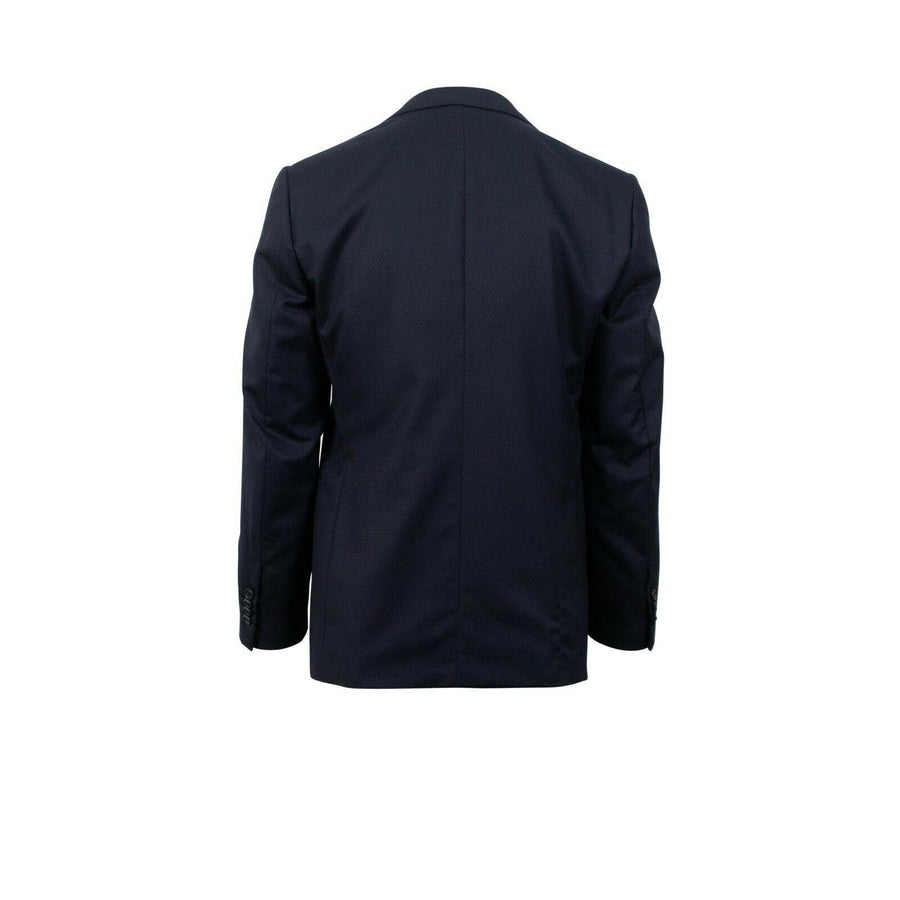 Drop 8 Plaid 3 Roll 2 Button Wool Blend Sport Coat - Navy Blue