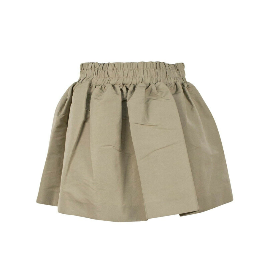 Gathered Elastic Waist Mini Skirt - Beige