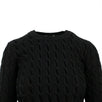 Wool Velvet Detail Cable Knit Sweater - Black