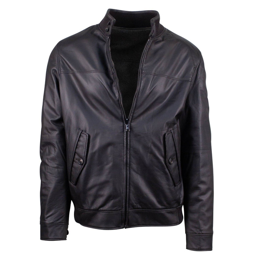 Leather Reversible Bomber Jacket - Brown