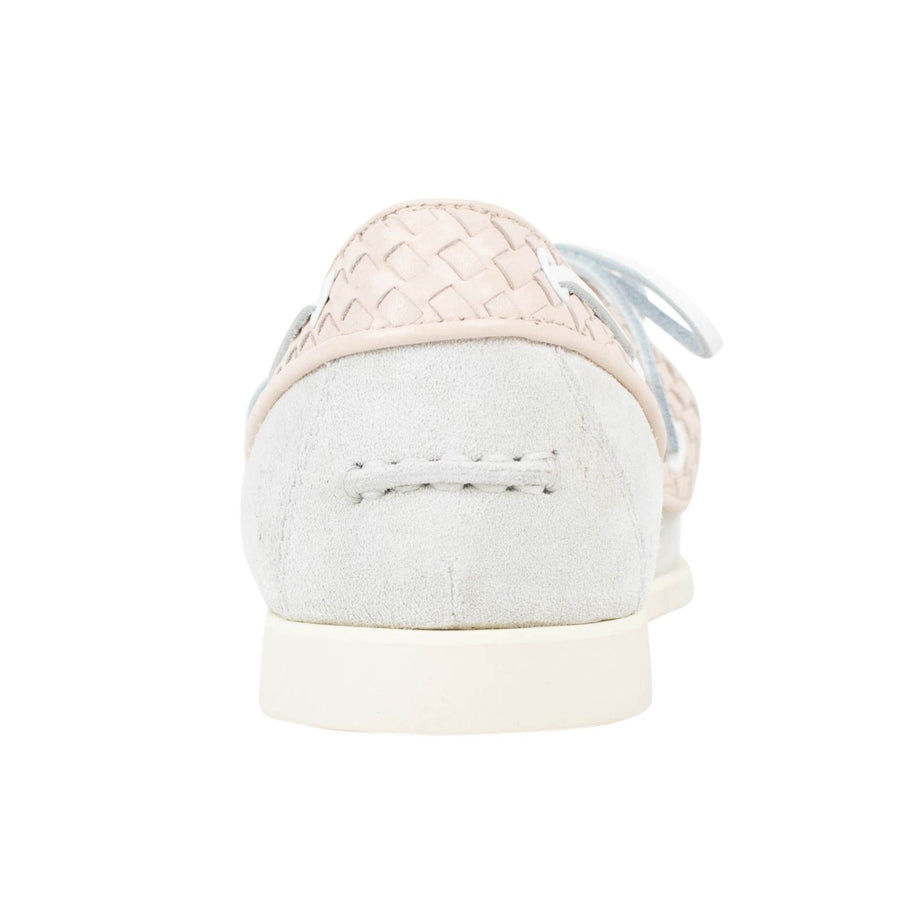 Suede Intrecciato Trim Boat Shoes - Pale Mist