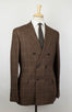 Windowpane Wool Blend Double Breasted Suit - Brown