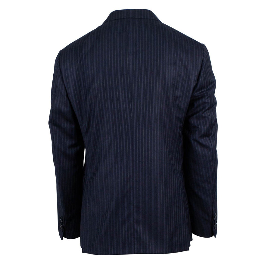 Thick Multi Stripe Double Breasted Suit - Black