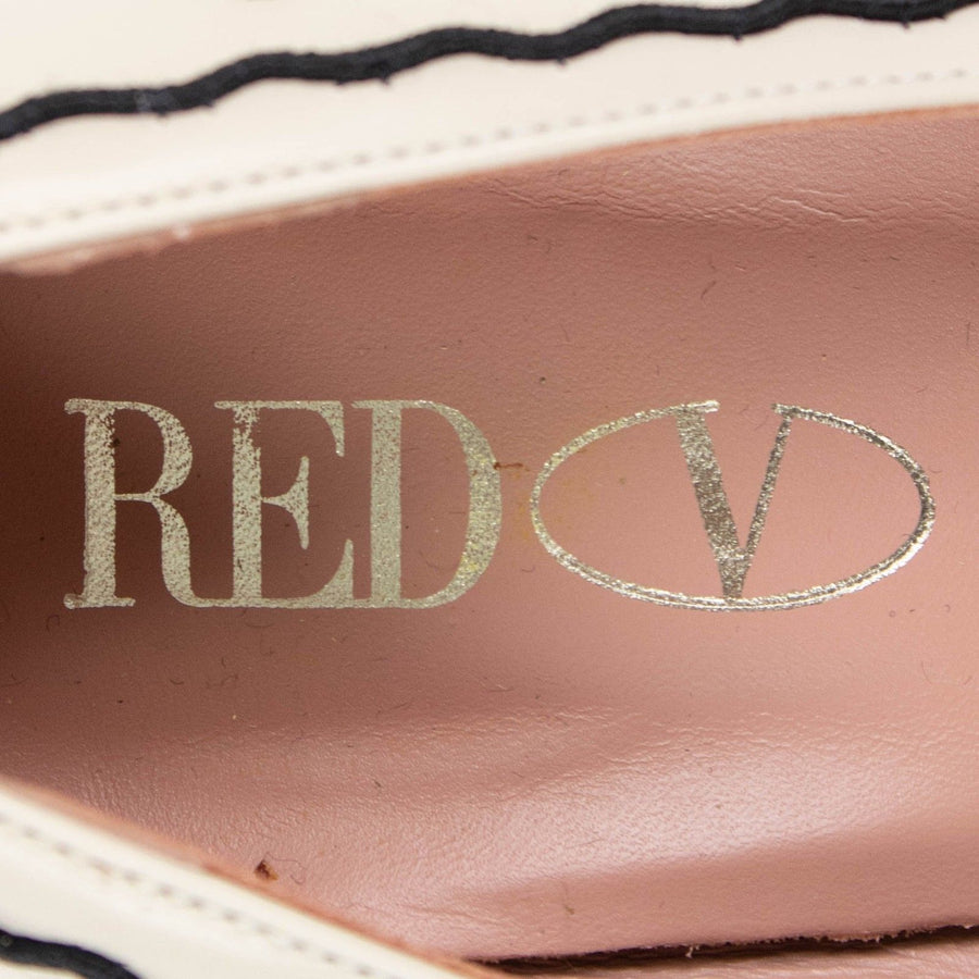 Leather Stitched Detail Pumps - Cream