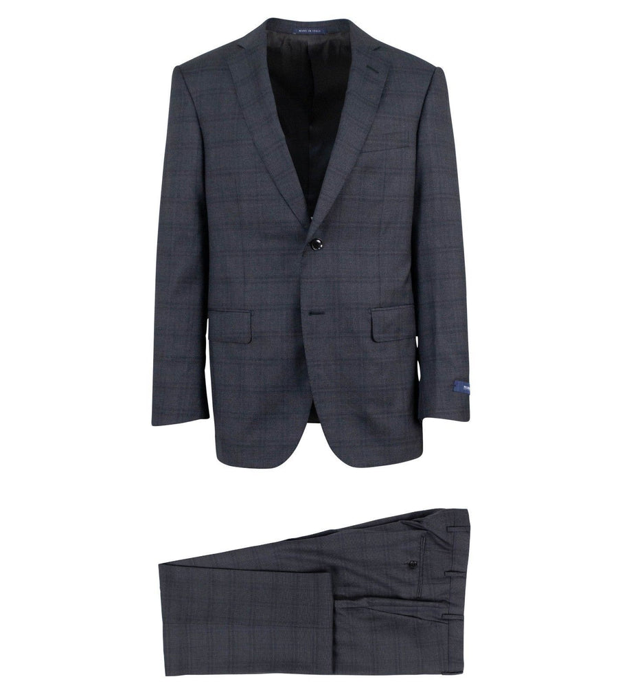 Drop 8 Checked Wool Two Button Suit - Gray