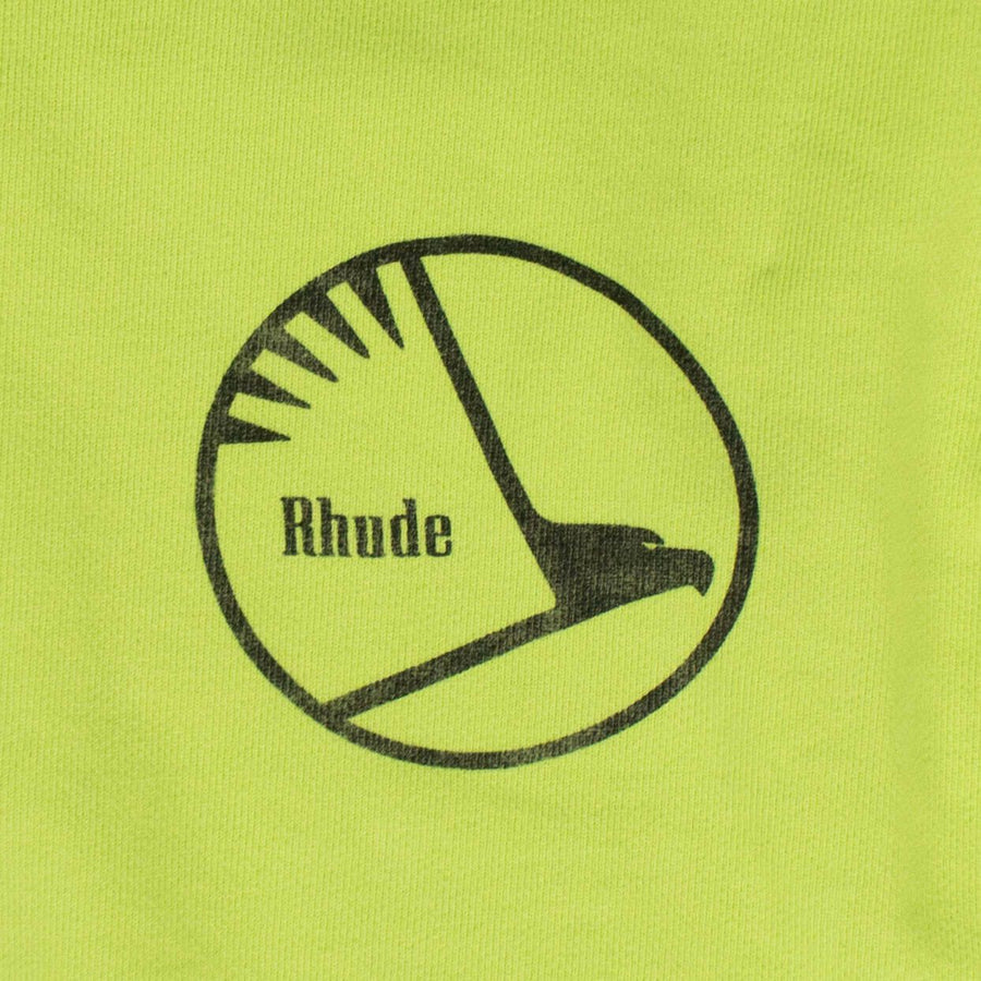 Layered French Terry Nylon Hoodie Sweatshirt - Neon Green