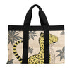 Cotton Leopard Print Large Beach Bag - Beige