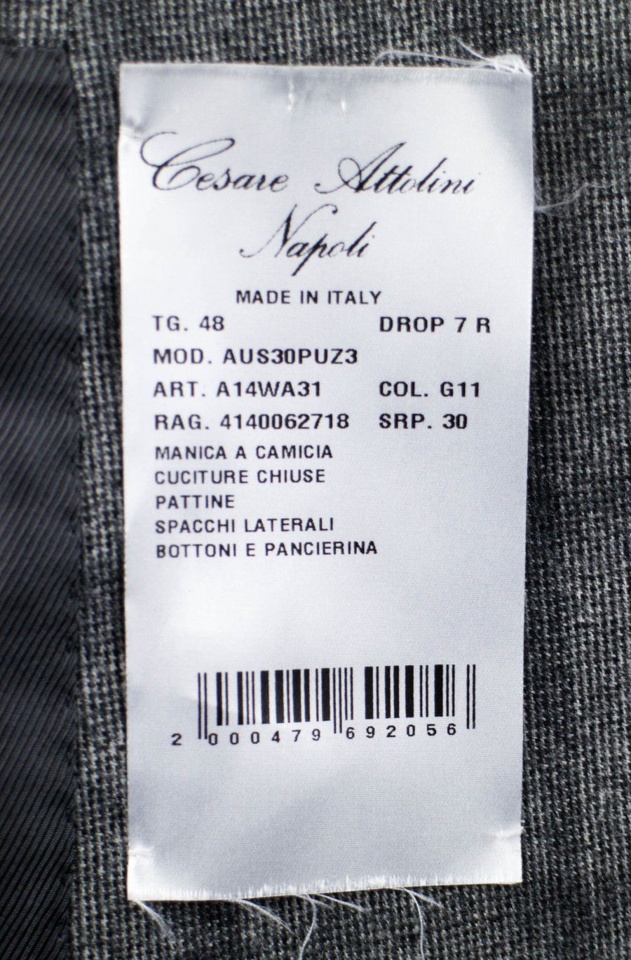 Drop 7 Windowpane Check Wool 3/2 Button 3 Piece Suit - Gray