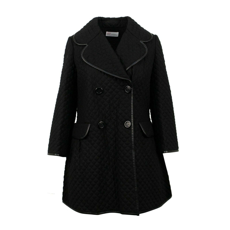 Diamond Quilted Long Coat - Black