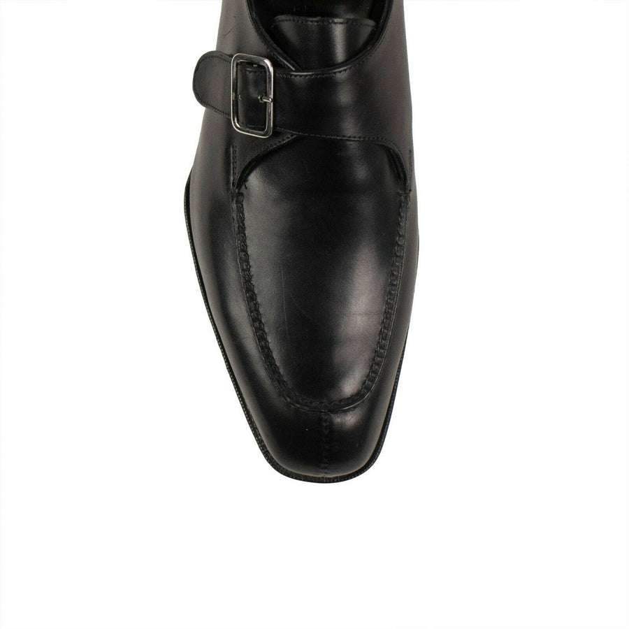 Leather Single Monk Strap Dress Shoes - Black