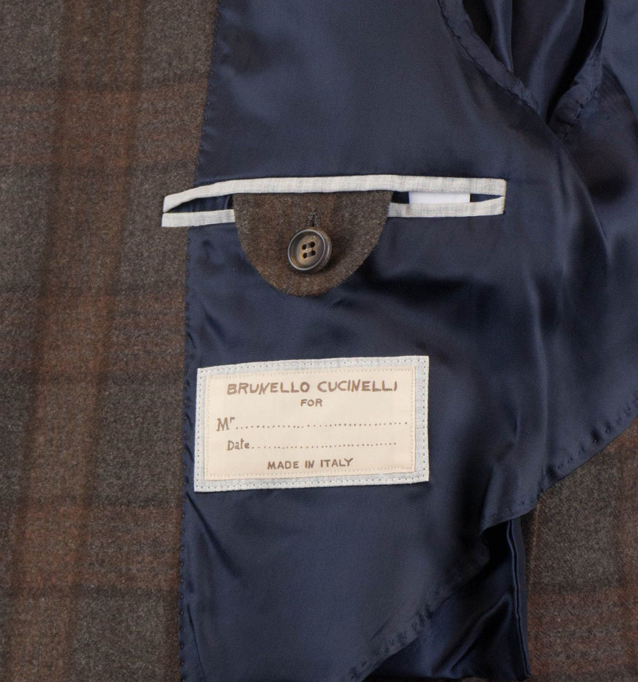 Cashmere Blend Check 3/2 Button Sport Coat - Brown