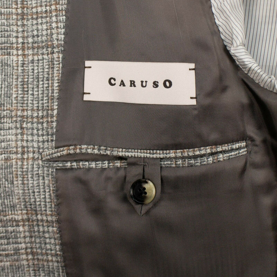 Drop 6 Plaid 3 Roll 2 Button Wool Blend Sport Coat - Brown / Gray