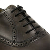 Leather Cap Toe Lace Up Oxfords - Antique Gray