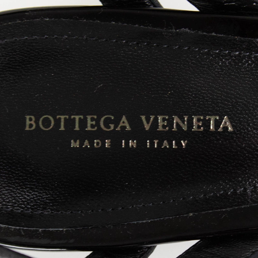 Open Toe Patent Leather Pumps - Black