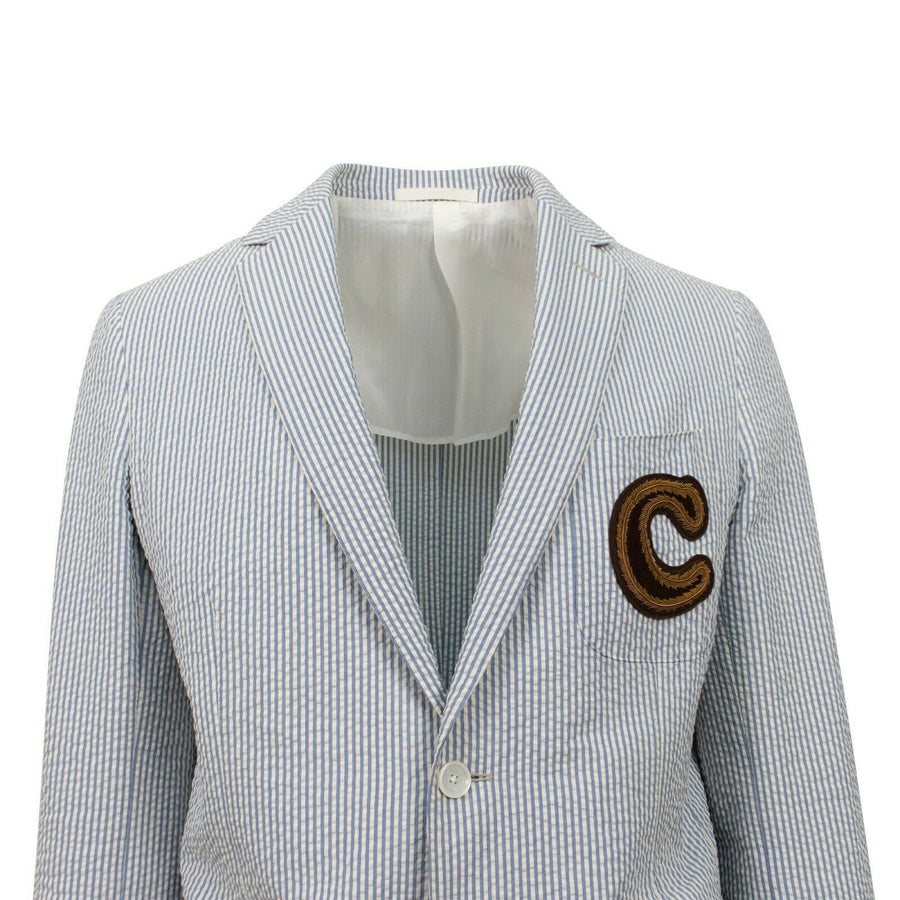 Drop 8 Striped Two Button Cotton Sport Coat - Light Blue