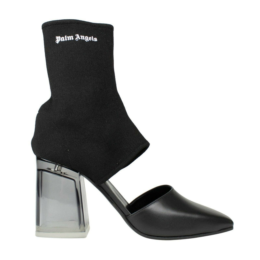 Sock Cutout Plexi Heel Ankle Boots - Black
