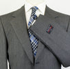 Drop 7 Striped Wool 3 Roll 2 Button Suit - Gray