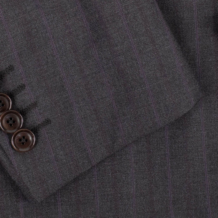 Drop 8 Striped Wool Two Button Suit - Charcoal Grey