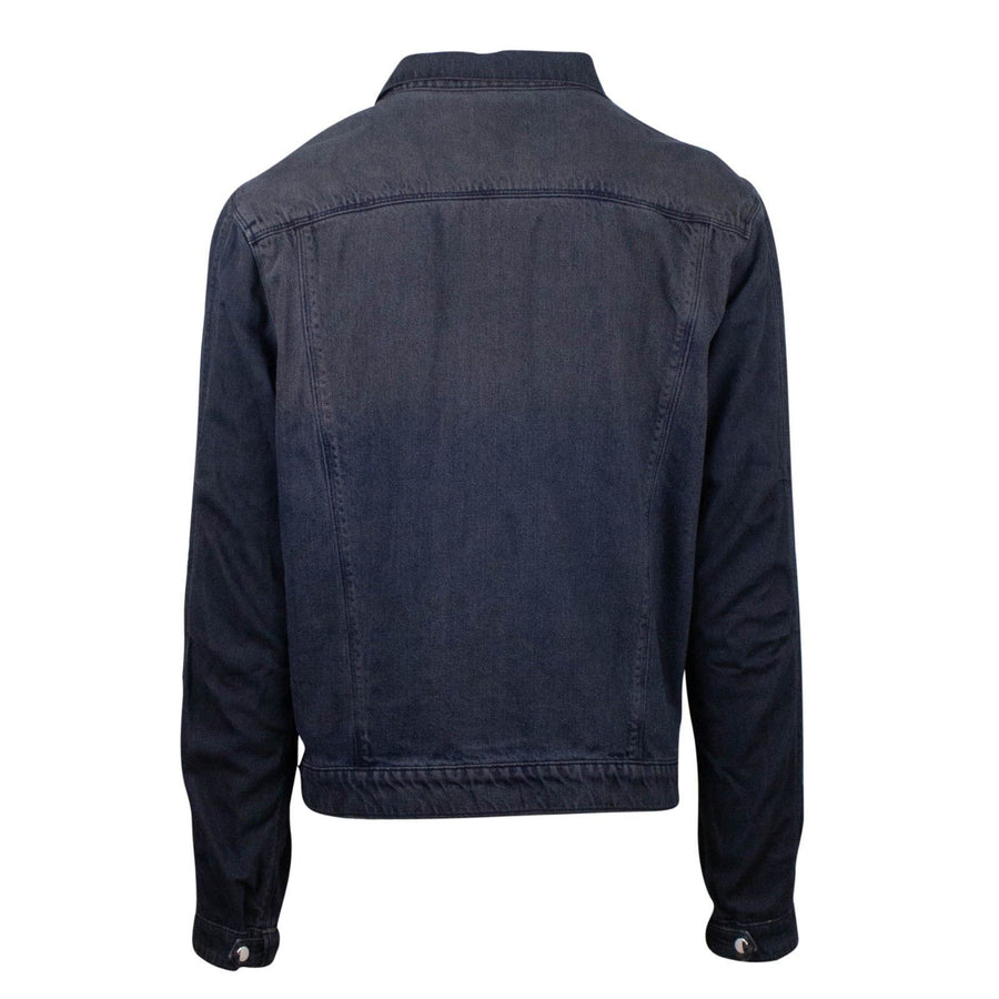 Contrast Sleeve Button Down Denim Jacket - Gray / Blue