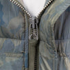Camo Nylon Vintage Denim Puffy Hooded Parka Coat - Blue / Green