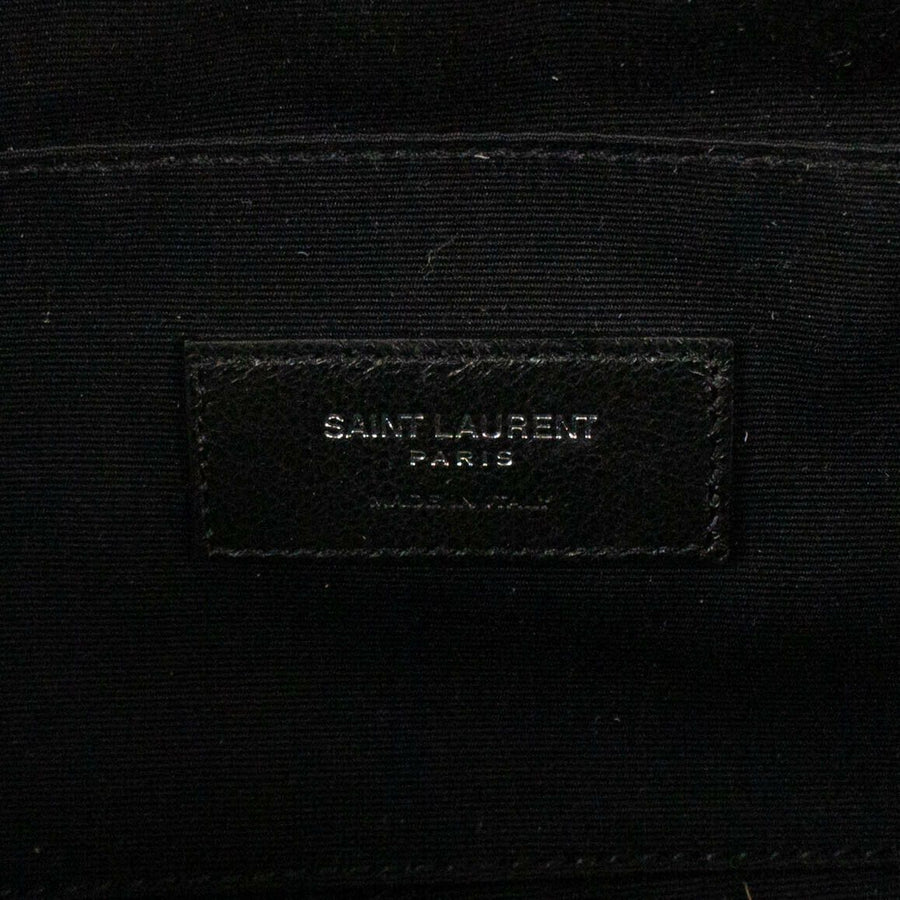 Leather Gem Stud Silver YSL Embellished Belt Bag - Black