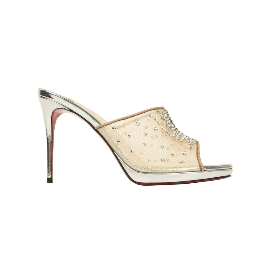 'Violas' Mesh Mule Heels - Silver