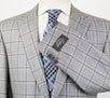 Windowpane Wool Super 160's 2 Button Suit - Gray