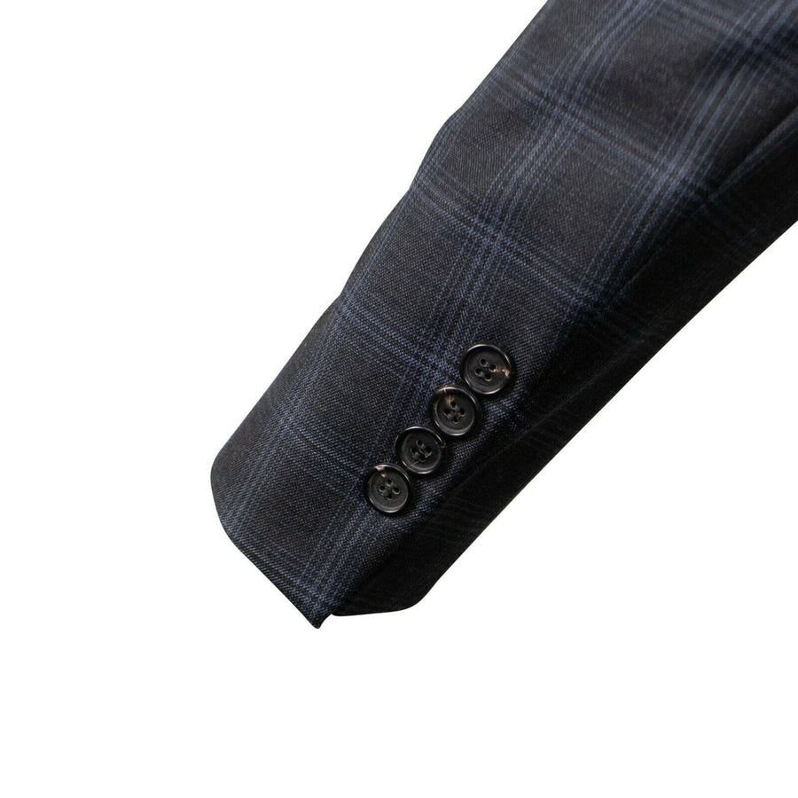 Drop 6 Plaid 3 Roll 2 Button Wool Sport Coat - Gray / Blue