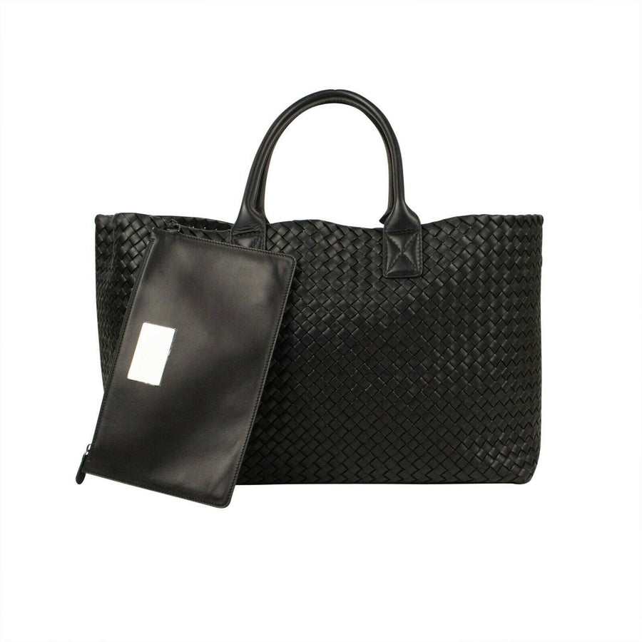 Leather 'Cabat' Large Tote Bag - Black