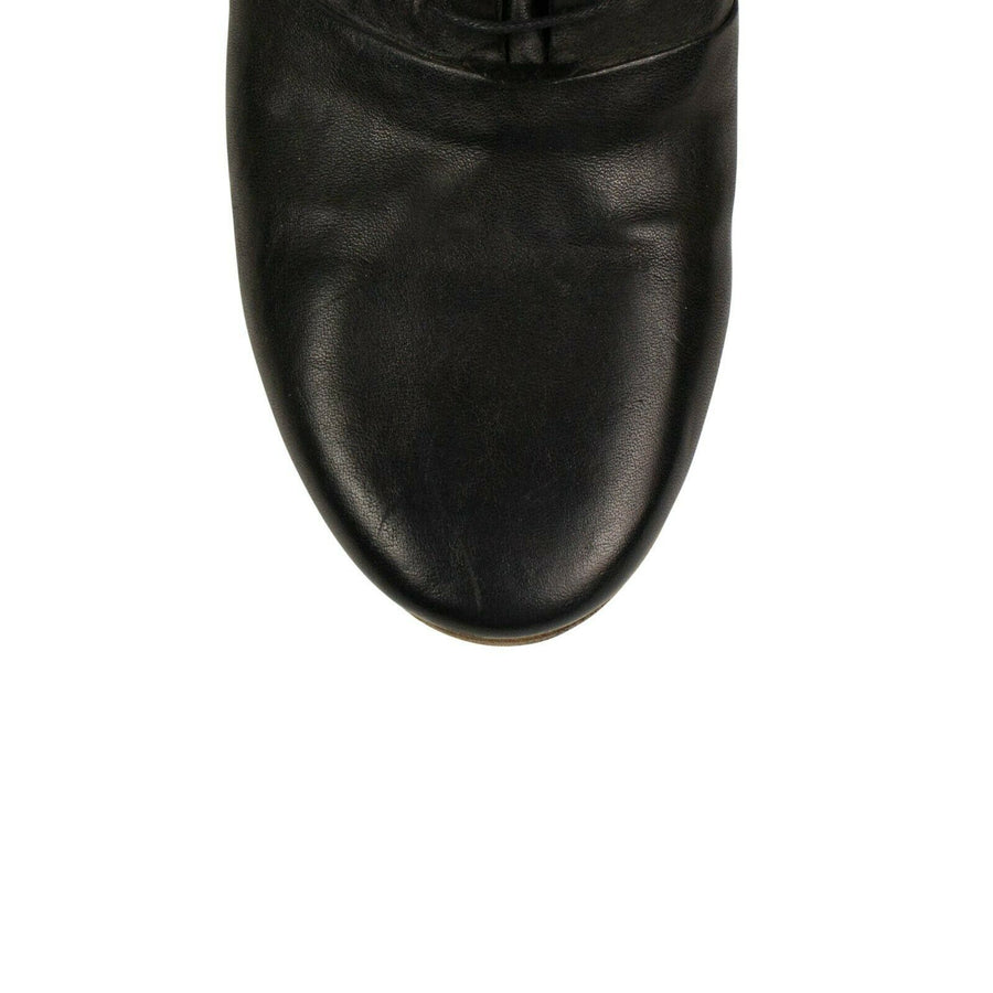 Distressed Horse Skin Leather Boots - Black