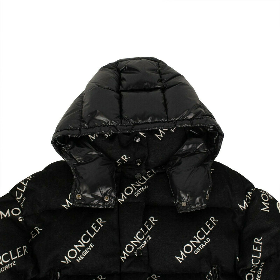 'Caille' Logo Puffer Coat - Black