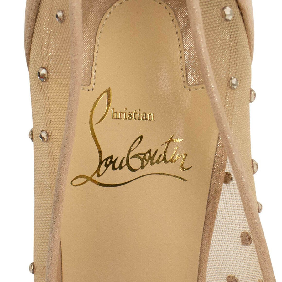 Follies Strass Mesh 100mm Pumps - Beige / Gold