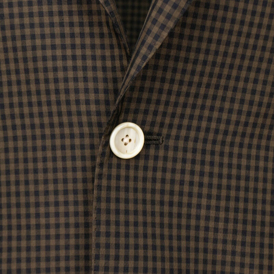 Drop 10 Gingham Check Silk 2 Button Sport Coat - Brown