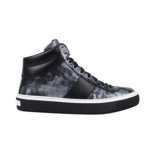 Leather Hi-Top Sneakers - Gray / Black