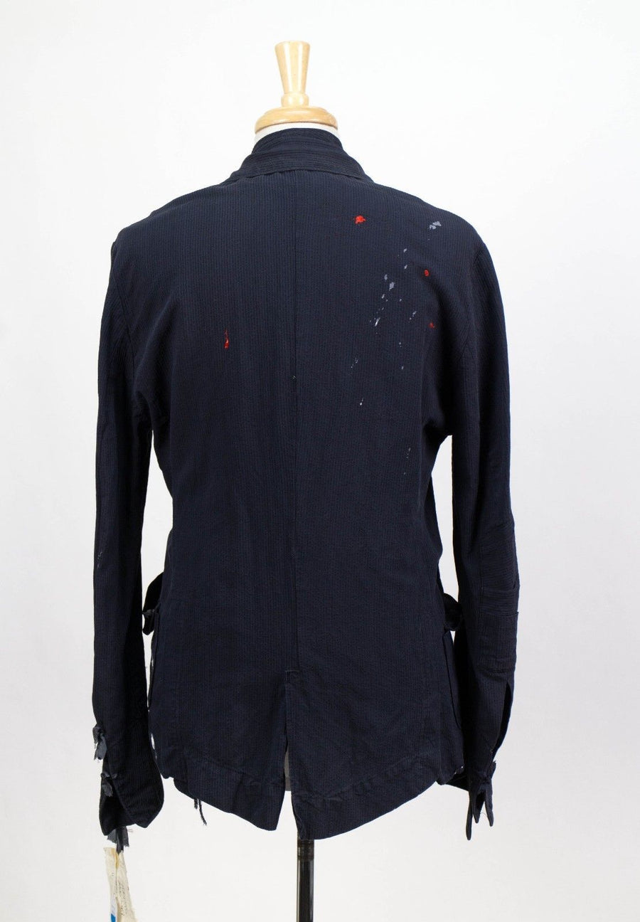 Cotton Paint Splatter Unstructured Sport Coat - Blue